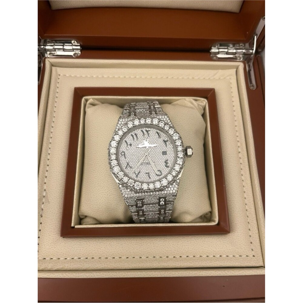 Bust Down Moissanite Watch Iced Out Swiss Auto Movement 41mm with Box + Papers